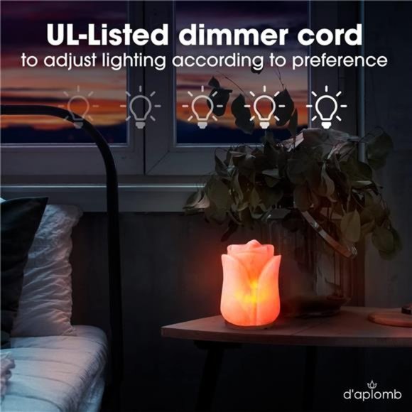 100% Authentic Natural Himalayan Salt Lamp; Hand Carved Flower Rose Crystal - Picture 5 of 5